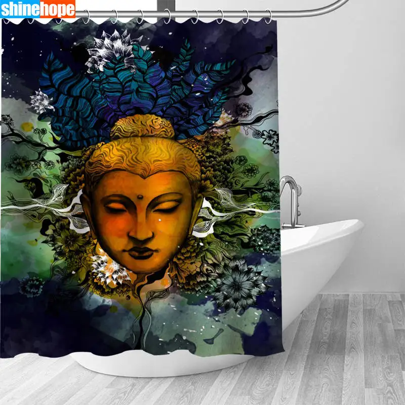 

1PC Buddha Shower Curtains for Bathroom Polyester Shower Curtain Printing Curtain Anime Shower Curtains