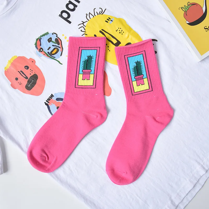 6 Каваи жаккард fruta fresa leche Pinky/blanco mujeres Calcetines japoneses Harajuku Calcetines divertidos Calcetines Mujer - Color: 6