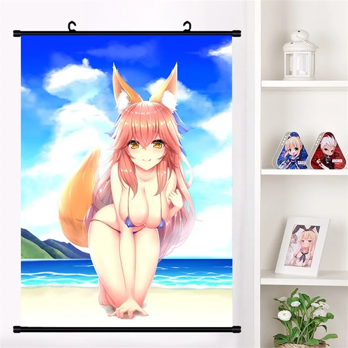 D Японское аниме Манга Fate/большой заказ FGO сексуальный tamamo no Mae Косплей стены прокрутки Фреска плакат настенный висящий плакат домашний декор сбор - Цвет: D