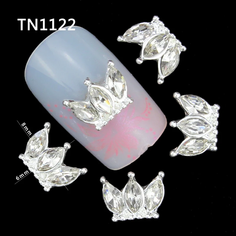 10 шт 3D украшения для дизайна ногтей Diy Блестящий серебряный сплав Marquise Crown