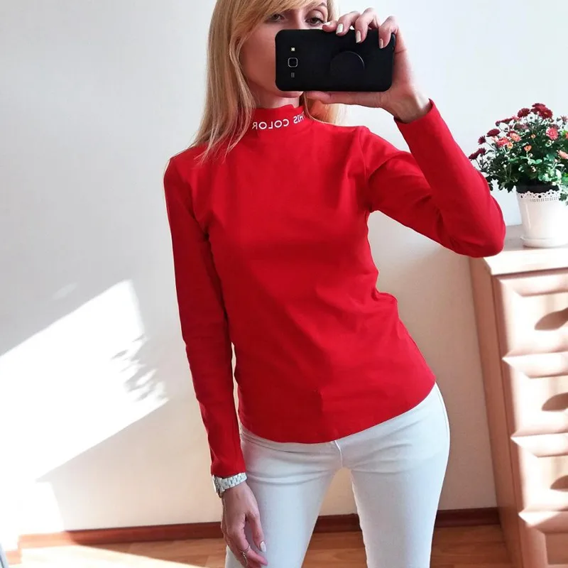 Женский хлопковый свитер GIGOGOU Мягкий трикотажный с принтом в виде букв на осень и