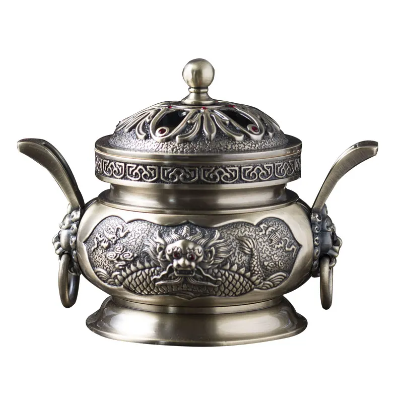 

Chinese style retro metal incense burner incense holder bakhoor burner for backflow incense home decoration A15