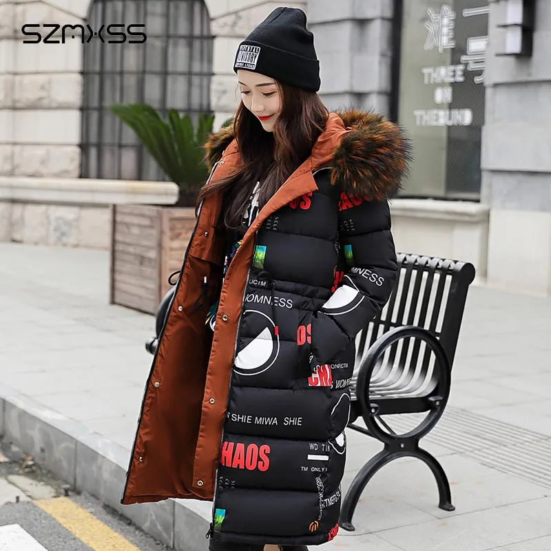 Новинка Зима 2018 парки Корейская версия Двухстороннее длинное пальто с капюшоном