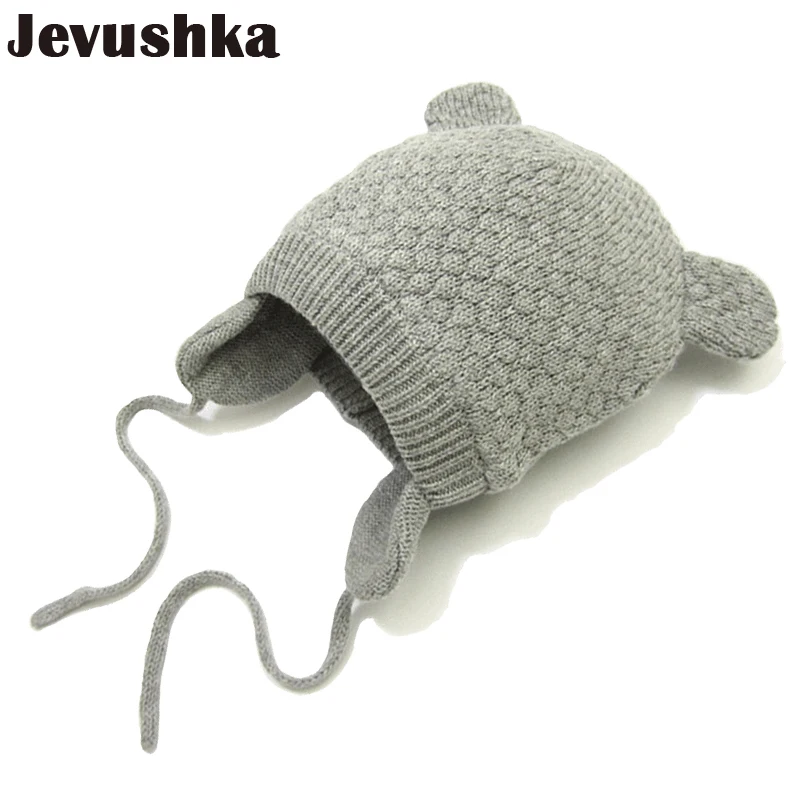 Winter Cotton Baby Hat Knitted Beanie Girls and Boys Bomber Caps Cute Ears Hats for Kids Beanies Gorro HT014 | Детская одежда и