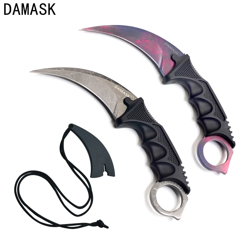 Дамасской бренд из 2 предметов комплект csgo Counter Strike Ножи Karambit тактическая