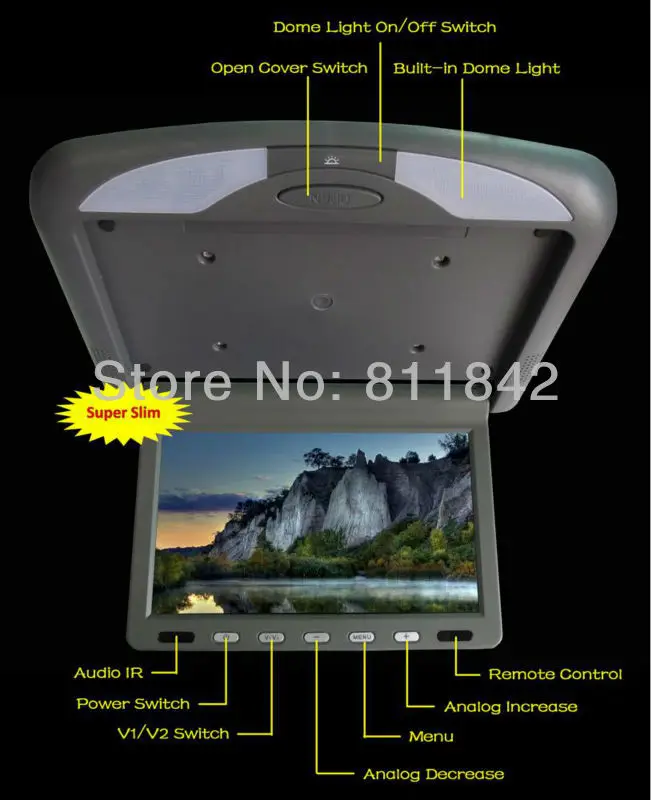 Freeship Super Slim 1024*768 10.1 &quot ROOFMOUNT Monitor Auto monitor Flip down Car LCD video | Автомобили и мотоциклы