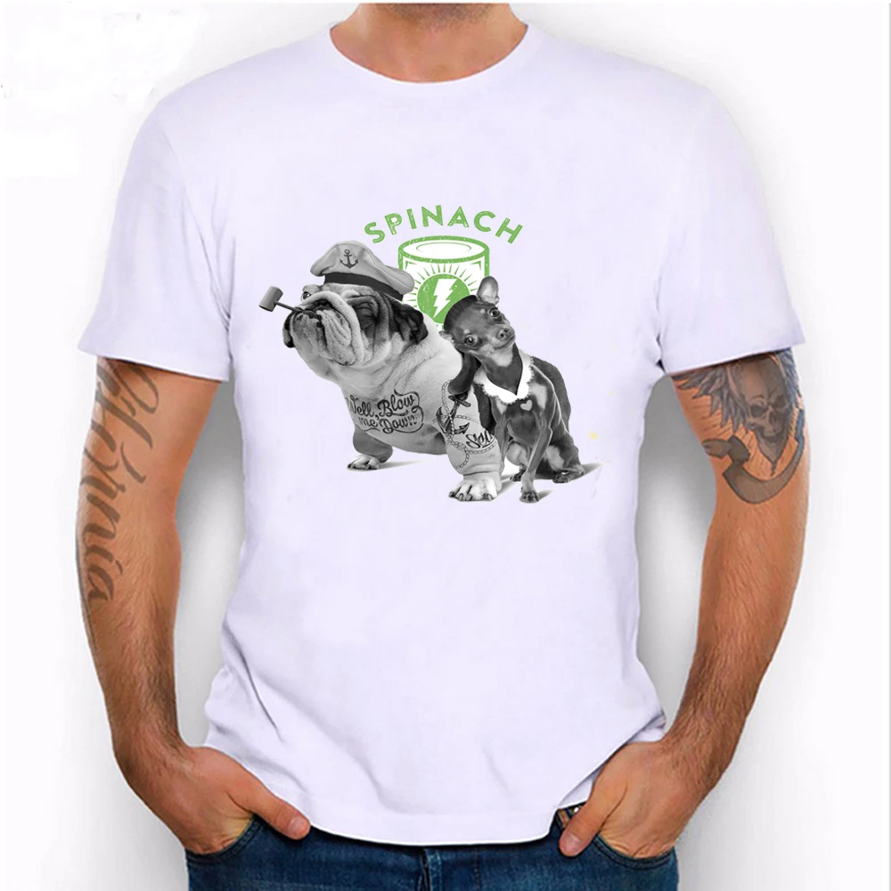 New Spring Summer Fashion Men's T-shirt Funny Strap Dog Print T-Shirt Pug Abs Casual Tees Man Tops Hipster Cool Male Tshirs | Мужская