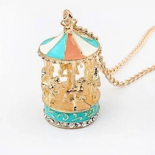 Ожерелье с эмалью в виде карусели|chain necklace|sweater chainnecklace necklace |