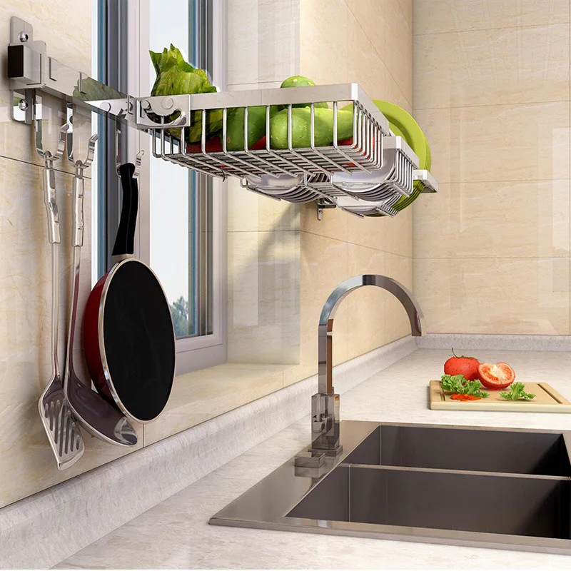 Складная кухонная полка из нержавеющей стали на стене без штамповки получает