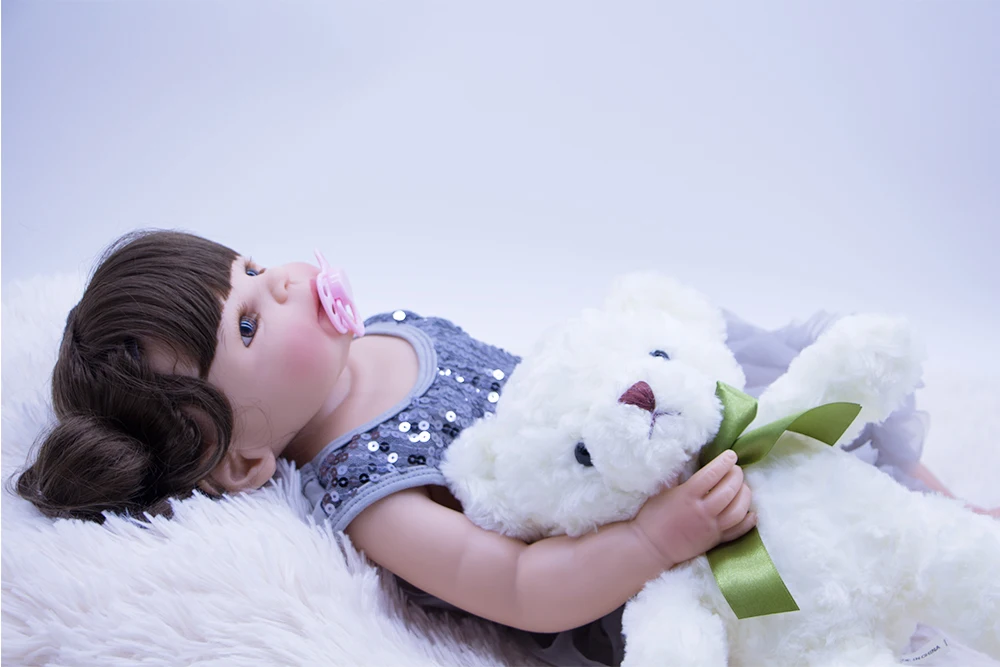 Bebes reborn girl dolls 22 &quot55 см Силиконовая игрушка для новорожденных девочек с плюшевым