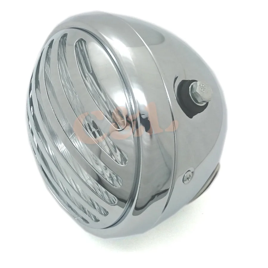 Хромированная 7 дюймовая цилиндрическая фара с заборной решеткой для Harley Chopper Bobber
