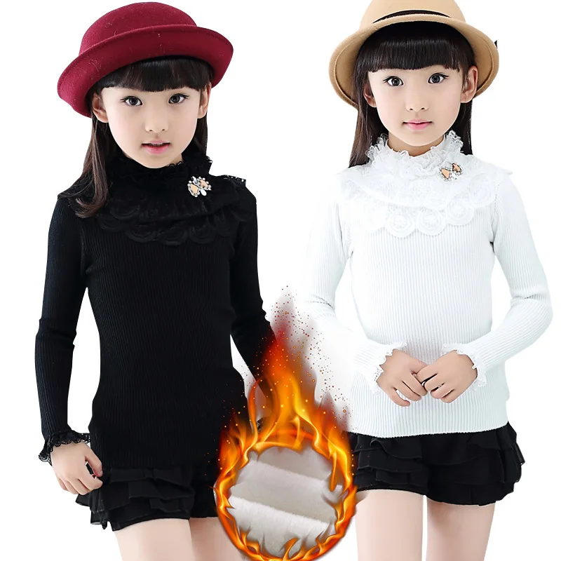 

Свитер для девочек, одежда, осень/зима, Детский плюшевый бархатный плотный тянущийся вязаный шерстяной костюм, рубашка