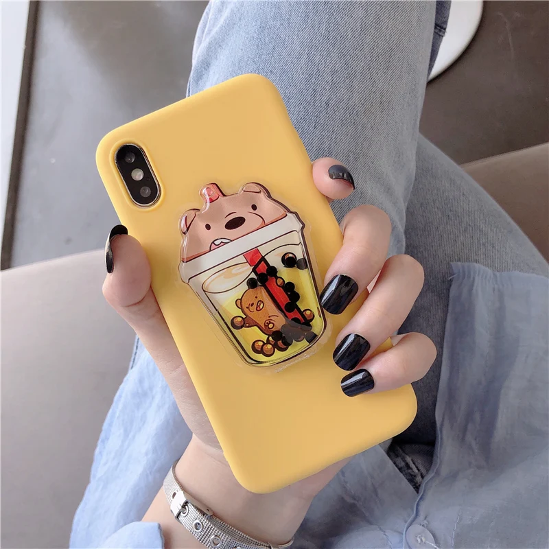 Прекрасный для питевых чашек чехол для Xiaomi mi 8 Lite 9 SE CC9E 9T 6X A1 A2 Lite 5X Max 3 Pro mi x 2 2S F1 милый медведь TPU Защитный чехол - Цвет: BrowBear Yellow