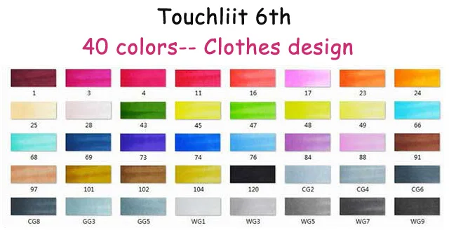 40 clothes design Touchliit спиртовые двойные художественные маркеры аниме архитектура 30 40 60 80 цветов ландшафтный дизайн интерьера профессиональные маркеры графические ручки для рисования - Цвет: 40 clothes design
