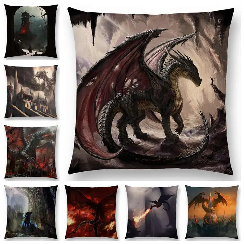 Новейший Чехол на подушку с драконом разрушенный ожесточенный бой мощный воин