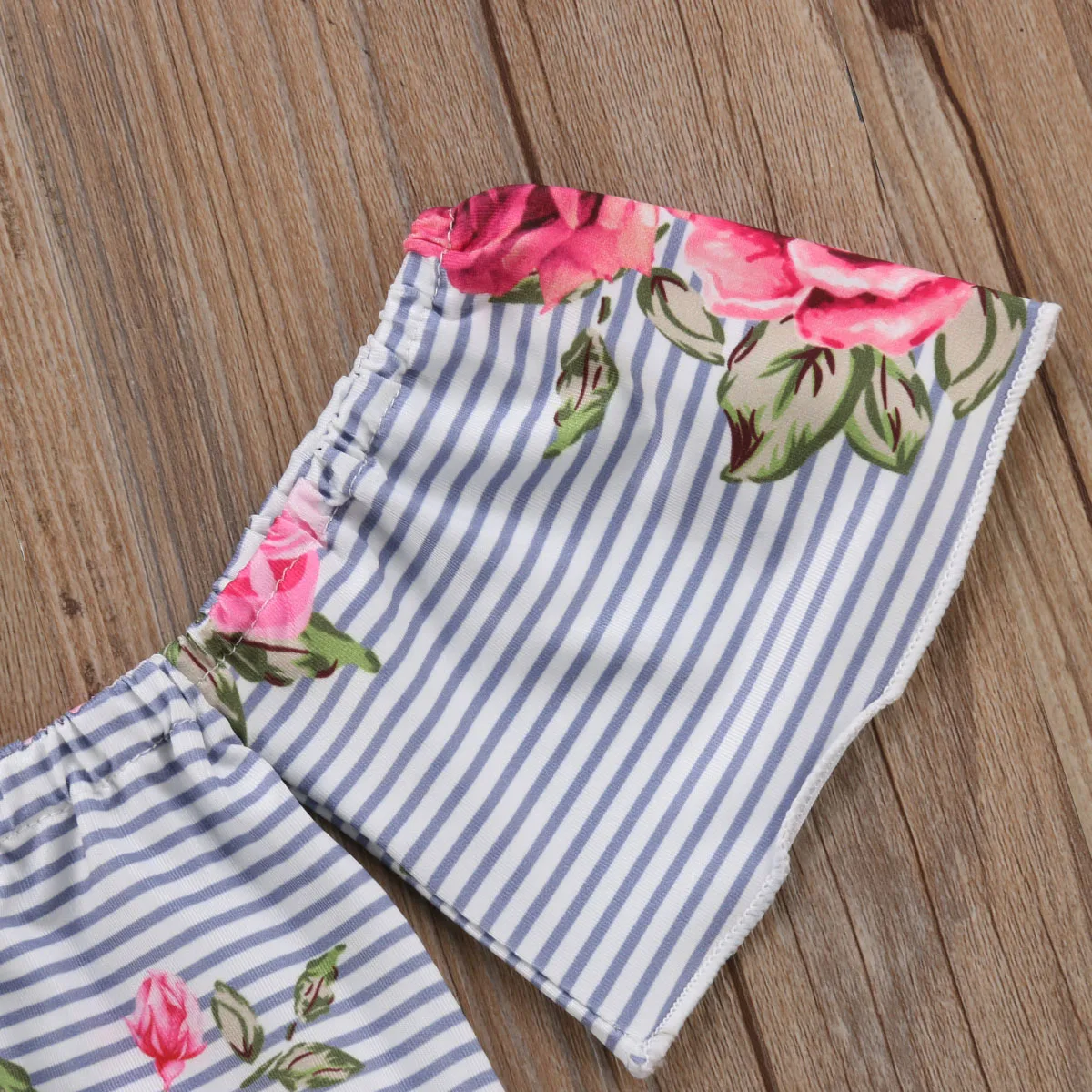 Комбинезон для новорожденных маленьких девочек цветочный с открытыми плечами 2018