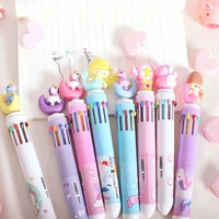 cartoon 10 in 1 colorful ballpoint pen press type writing learning marker pen stationery school office supplies pupils prizes