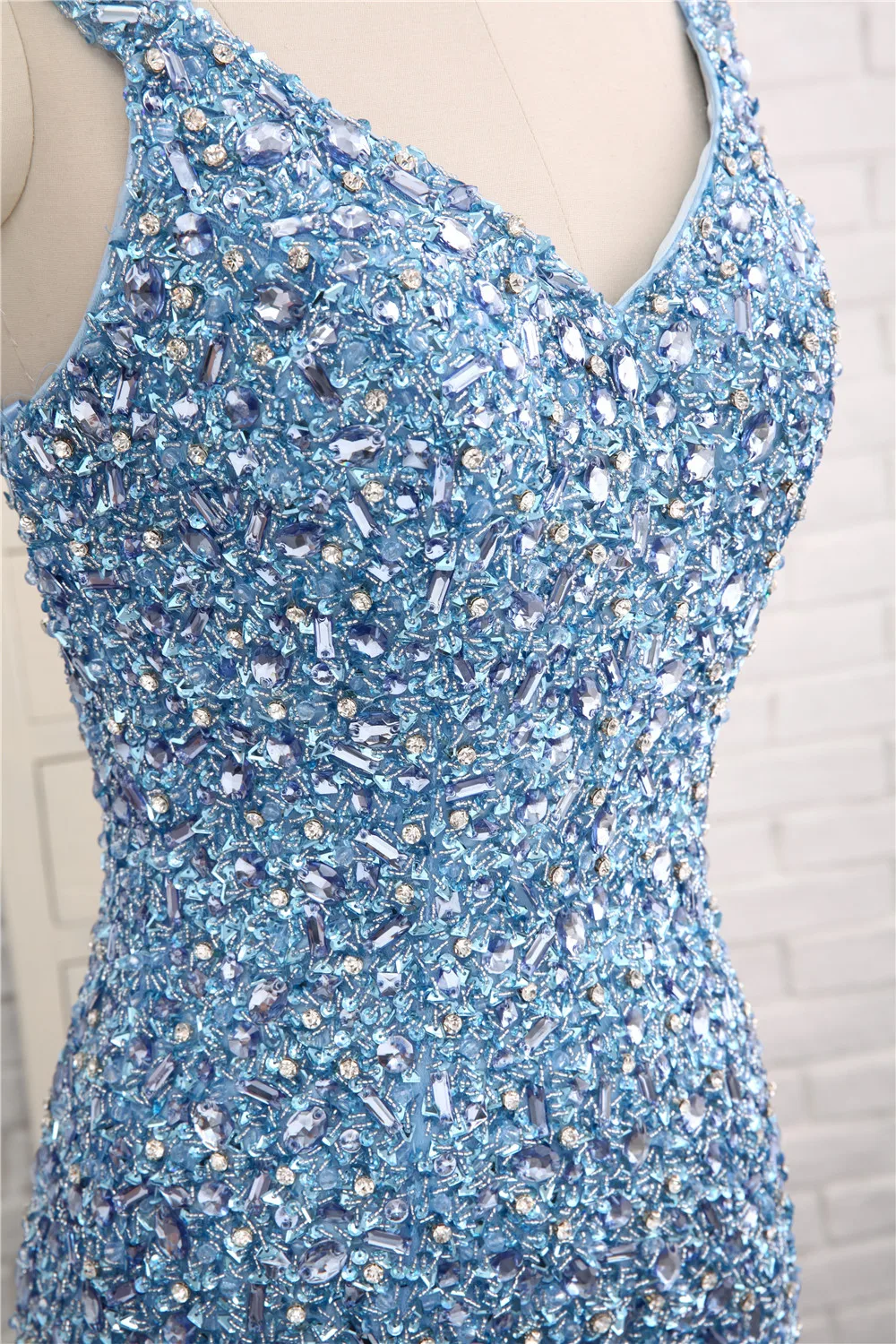 Светло Голубые Вечерние Платья Robe de Soiree 2017 платье Русалочки с v образным вырезом