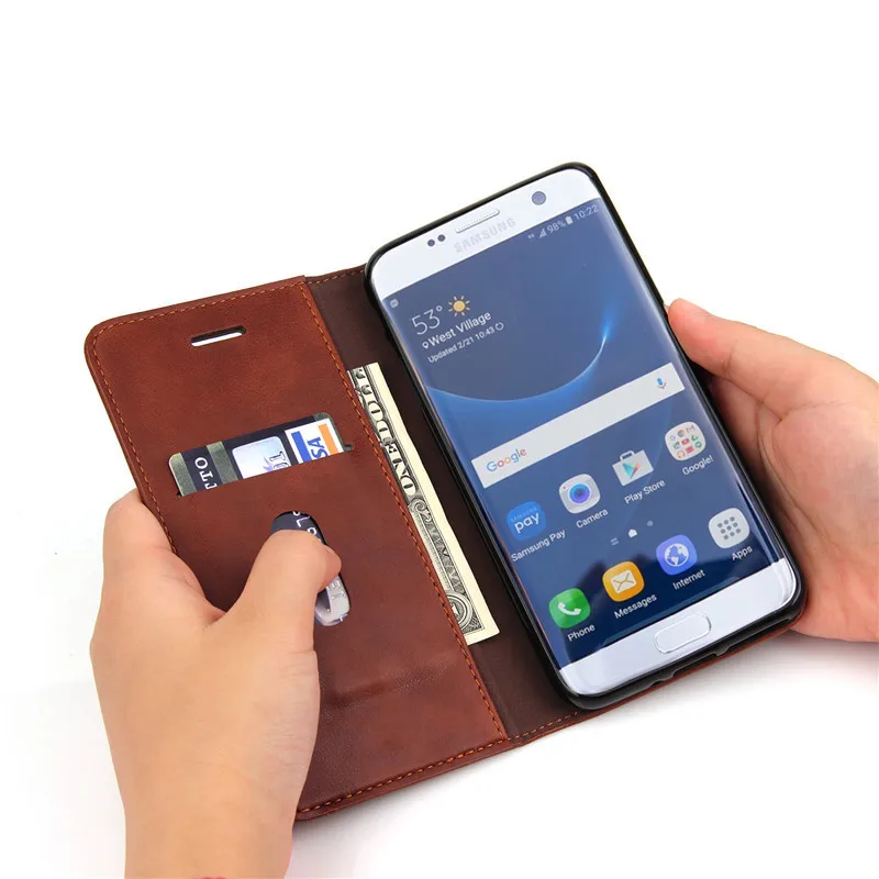 Роскошный чехол книжка для samsung galaxy s9 s8 plus S7 edge Магнитный кожаный кошелек Защитная