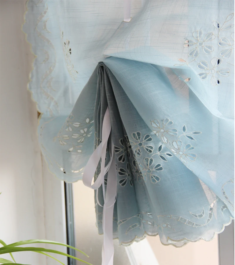 Занавеска на окно ZHH 1 шт. занавеска из органзы с вышитыми цветами регулируемой