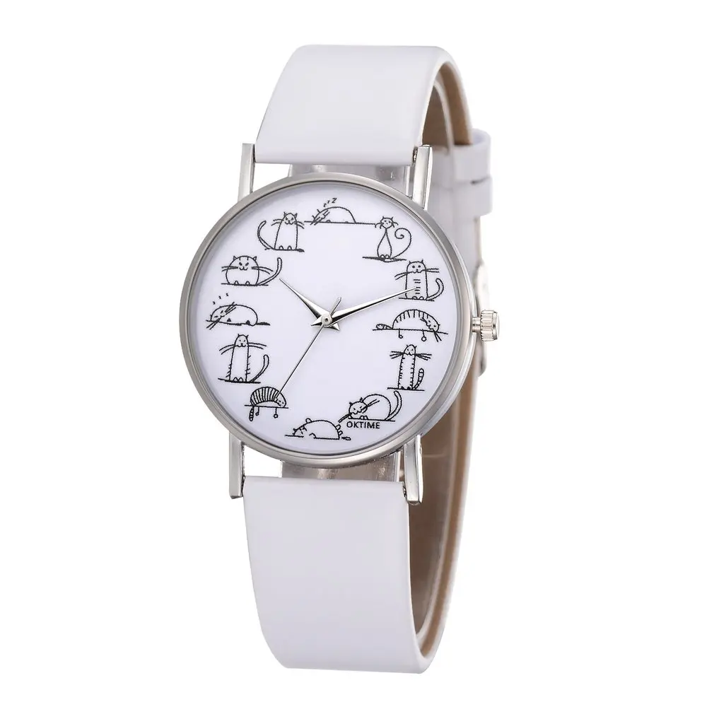 Милые модные креативные новые часы с изображением мультяшного кота в Корейском