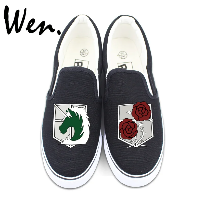 Холщовые кроссовки Wen белого и черного цвета без шнуровки дизайн военного