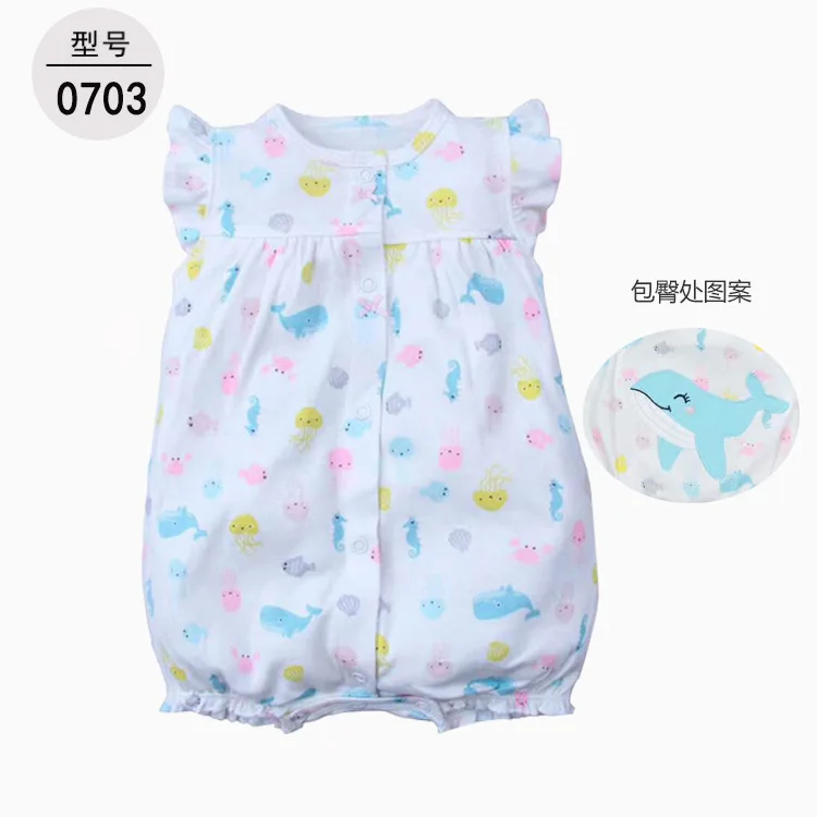 XINI MOMMY/Летний однобортный сдельник для ребенка, короткая Детская летняя одежда, детский костюм с круглым вырезом, модная одежда с цветочным рисунком, ALI76