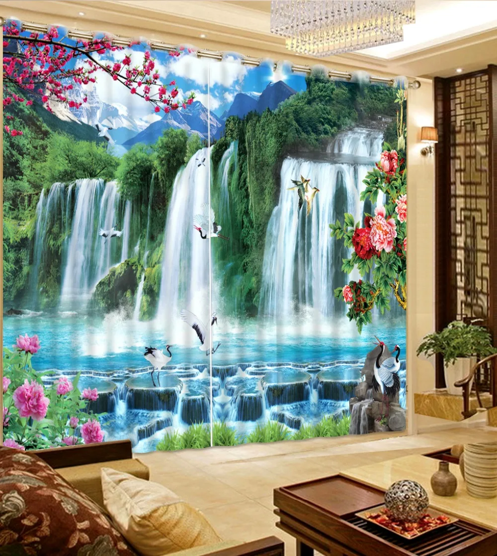Занавеска на заказ с изображением природного ландшафта 3D занавеска Водопад для