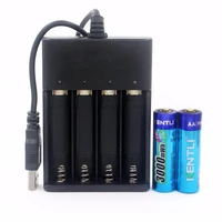 2pcs aa battery 1 5v 3000mwh li polymer lithium rechargeable aa battery 4 slots ports usb smart charger