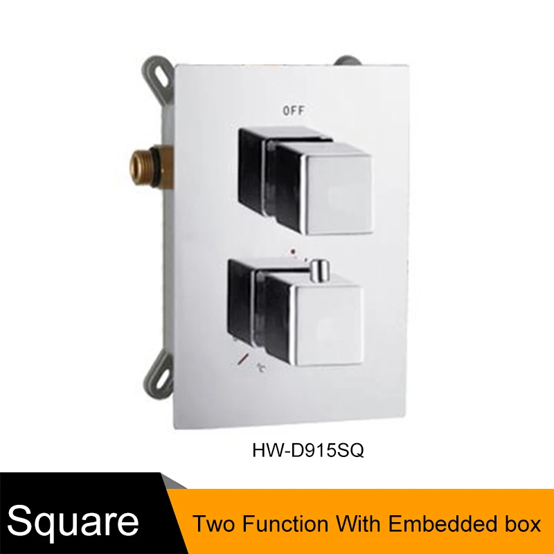 C Square 2 Function Твердая латунь клапан скрывал термостат отделкой с двумя или тремя Функция Управление матовый черный Термостатический смеситель для душа - Цвет: C Square 2 Function