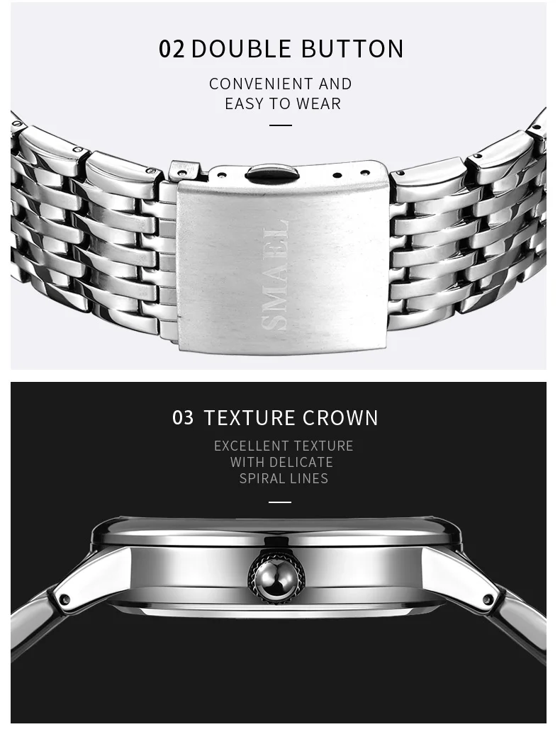 SMAEL Watches Men Top Brand Fashion Business Male Stainless Steel Watch Waterproof WristWatch Men's Clock Blue Relogio Masculino