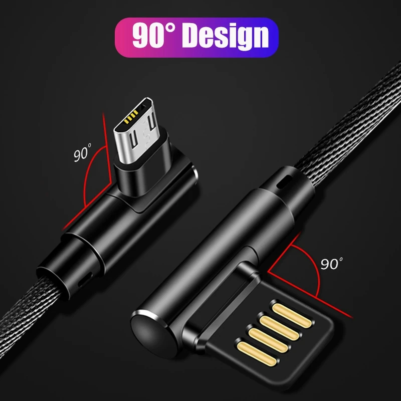 90 градусов usb type C кабель для быстрой зарядки Micro USB зарядное устройство