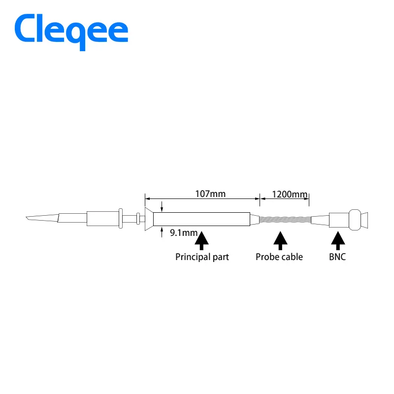 Датчик осциллографа Cleqee 100 МГц BNC X1/X10 переключаемый Защитный колпачок для
