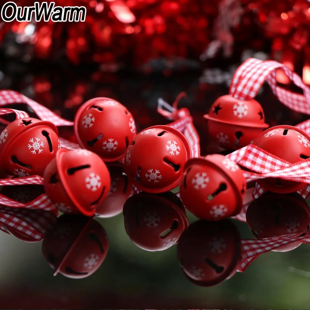 OurWarm 20 шт. колокольчики для рождественской елки висячие украшения красные