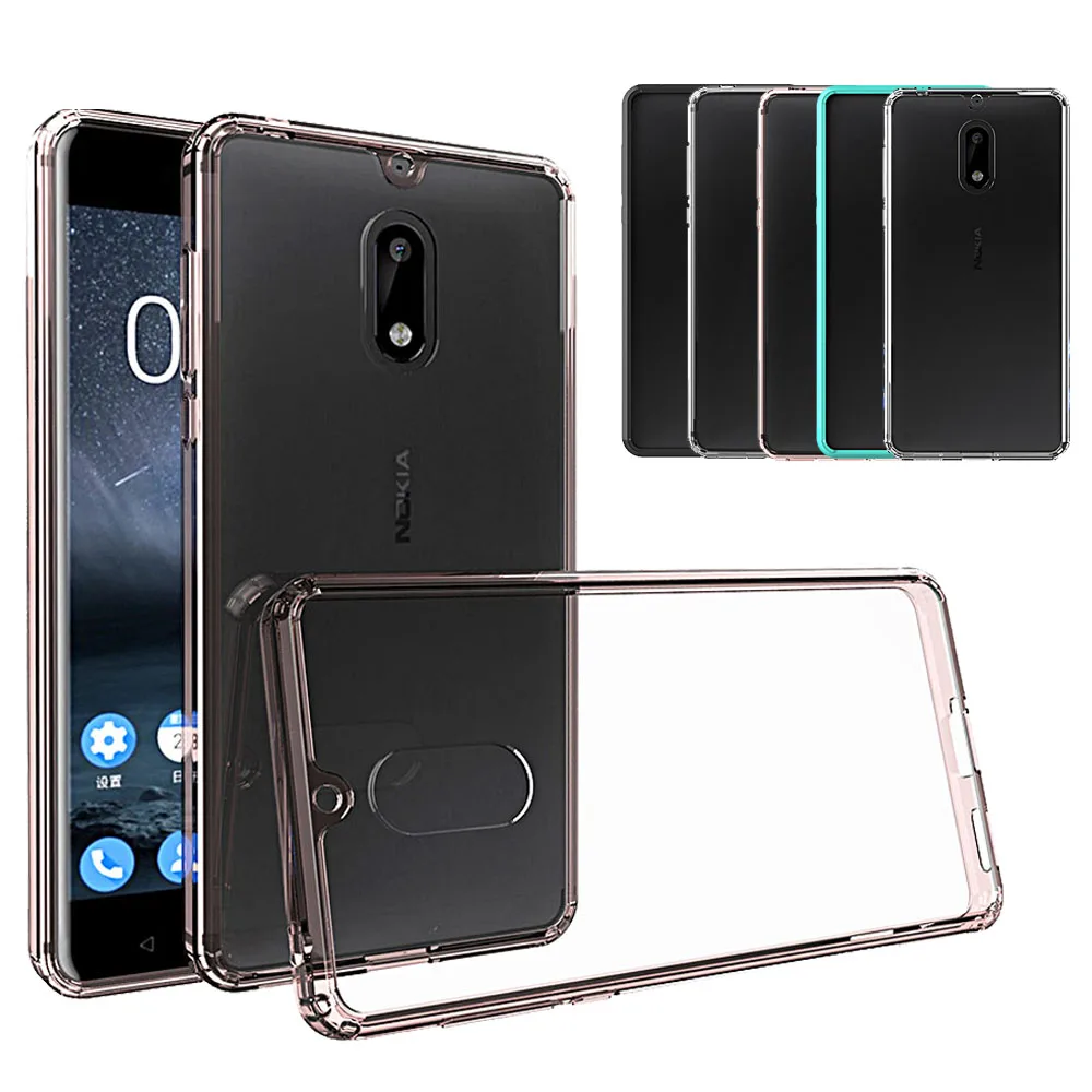 Для Nokia 6 2017 ультра тонкая TPU Рамка PC задняя жесткая Чехол ударопрочный прозрачный