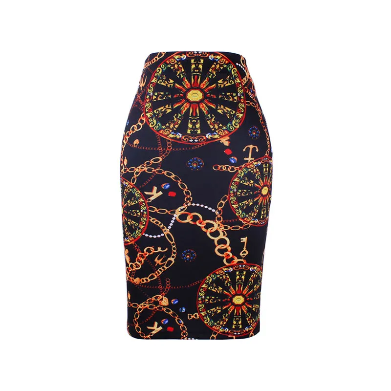 WWP0048 S-4XL, женские юбки-карандаш в американском и Европейском стиле, модные женские узкие юбки с золотым принтом в виде цепочки, модные повседневные штаны для девочек - Цвет: WWP0048