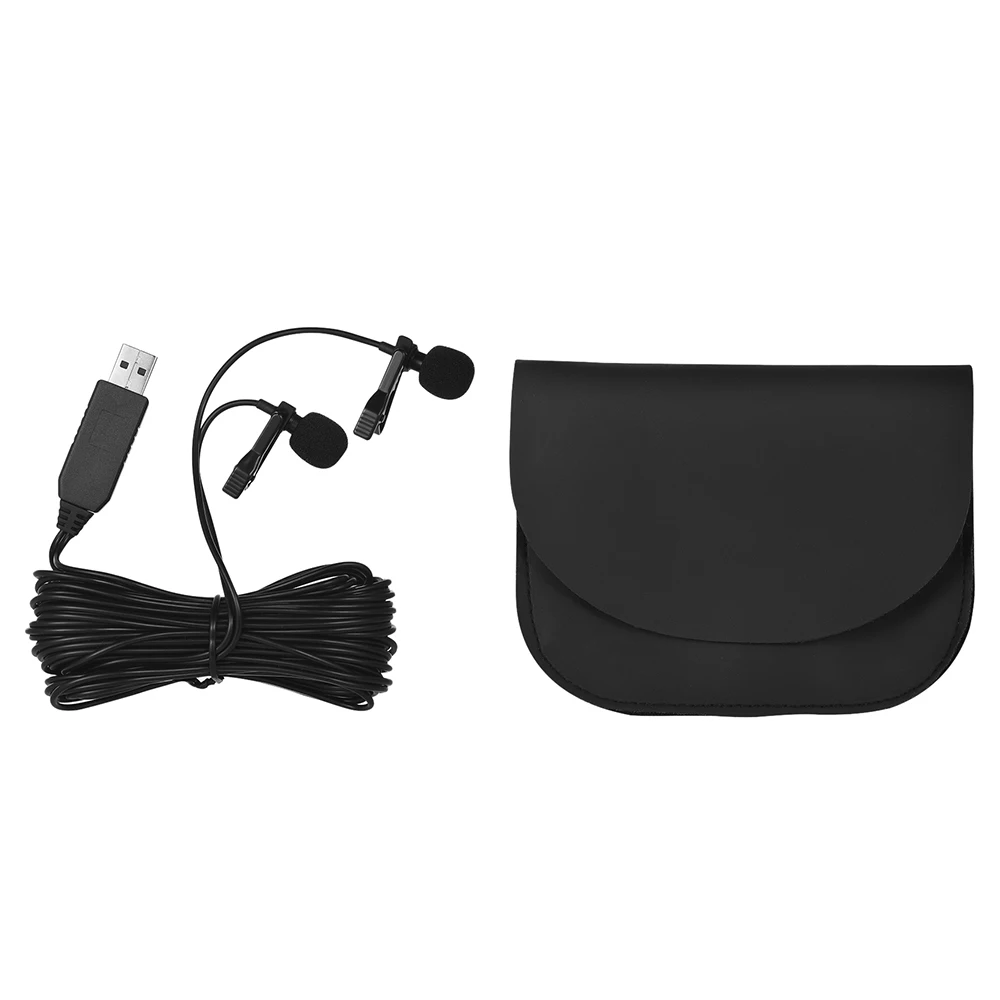 Andoer USB двухголовый петличный микрофон с отворотом всенаправленный для