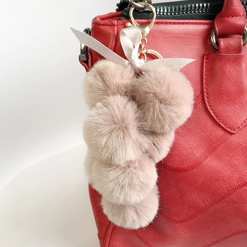 Woolly Ball Key Button Rex Rabbit Furry Hanging Lady Handbag Pendant | Багаж и сумки