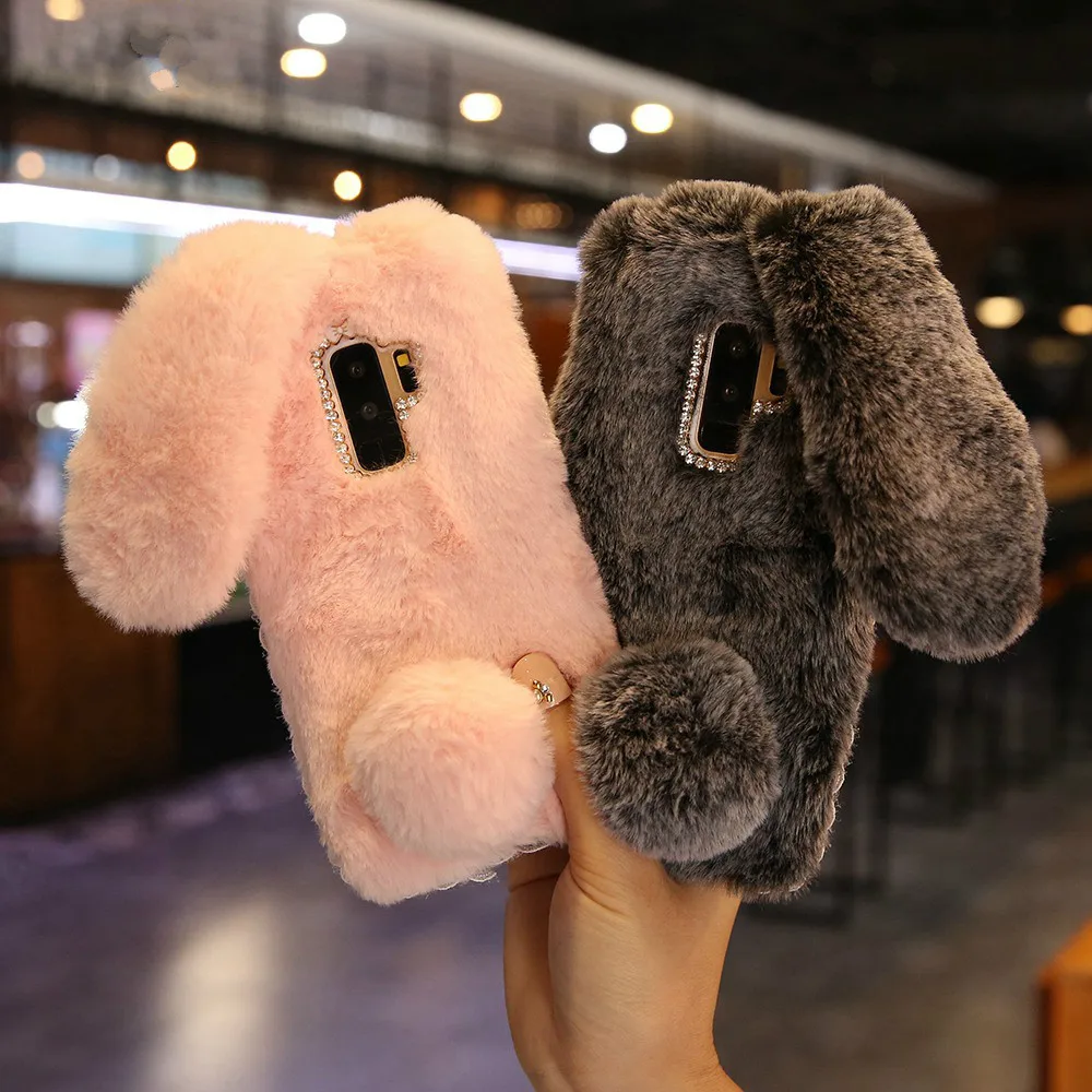 Rabbit Hair Case For Samsung A3 A5 A7 J3 J5 J7 2016 2017 Fluffy Fur Soft Galaxy S8 S9 Plus Note 9 8 |