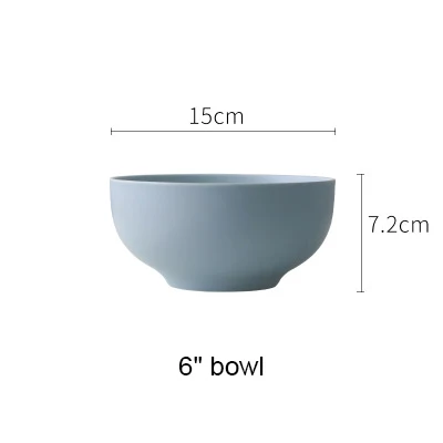blue 6 inch bowl Матовая синяя и белая стильная фарфоровая миска 4 6 7 8 дюймов миска для супа - Цвет: blue 6 inch bowl