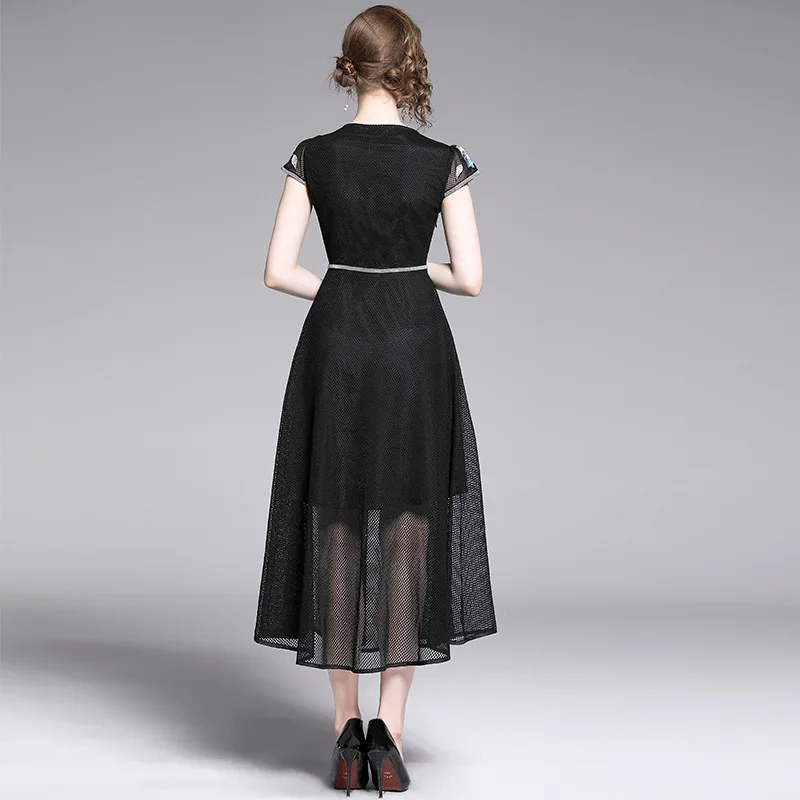 Женское кружевное вечернее платье с цветочным принтом дизайнерское платье-миди