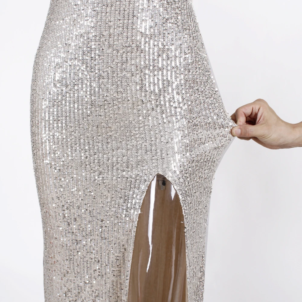 Сексуальное коктейльное вечерние с V образным вырезом на шнуровке блестками