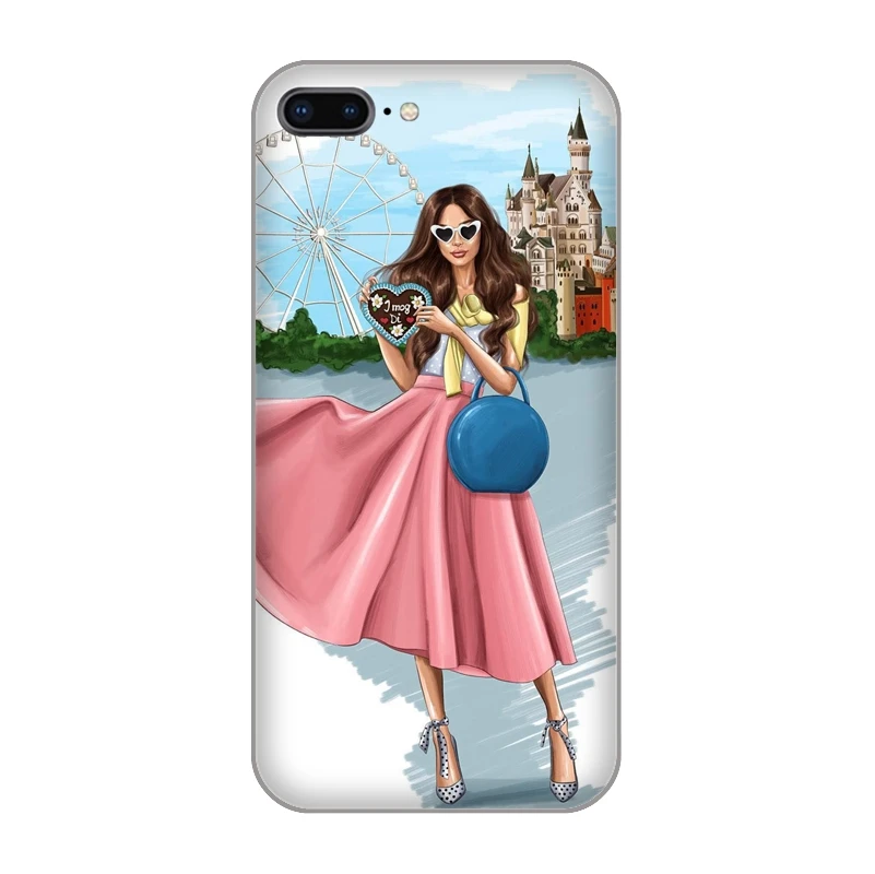 Для iPhone X XS XR MAX 10 5 8 мягкий TPU чехол для 6 S 7 Plus 5s SE Vogue girl роскошный силиконовый