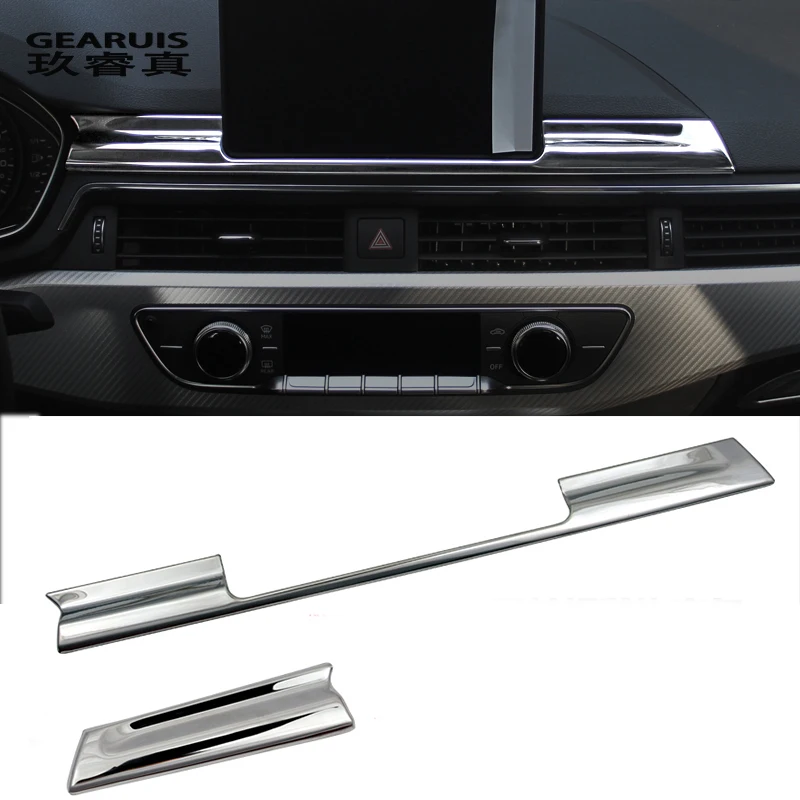 

Car styling Center Console Navigation Panel decorative Cover Trim Stainless Steel Sticker for Audi A4 B9 2017 auto Accessories