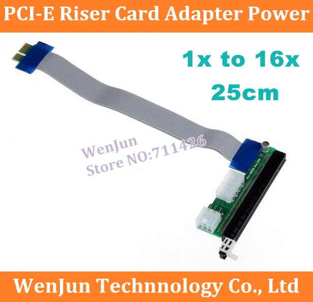 

10PCS/LOT Brand New PCI-E Extention Cable Flex Ribbon 1X To 16X Riser Card Adapter Power