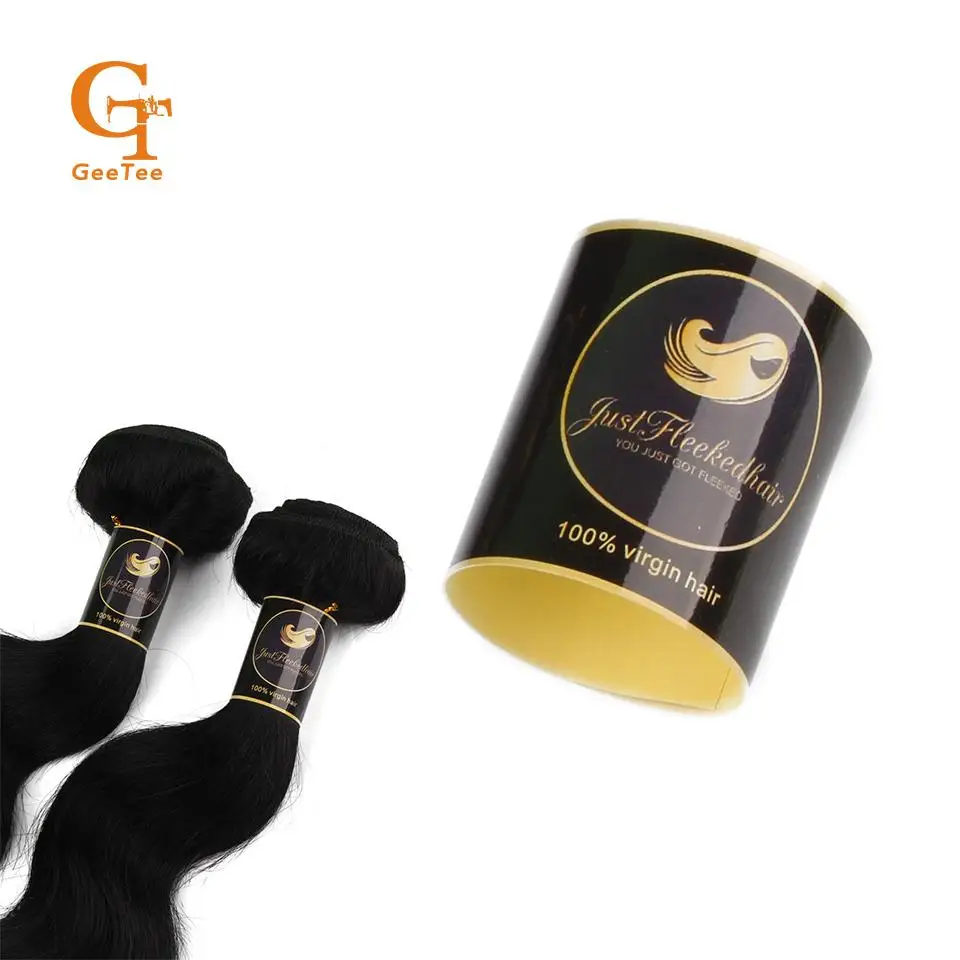 Пользовательский логотип натуральные человеческие волосы пучки упаковка