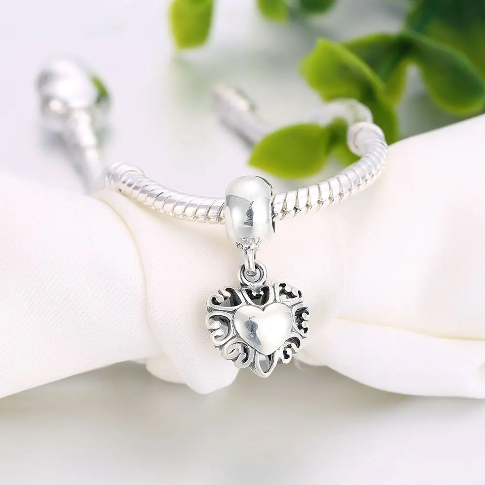 WAYA Fine Jewelry 925 Sterling Silver Charm Openwork Hearts Charms European Fit Bracelet &amp Bangle DIY Accessories | Украшения и