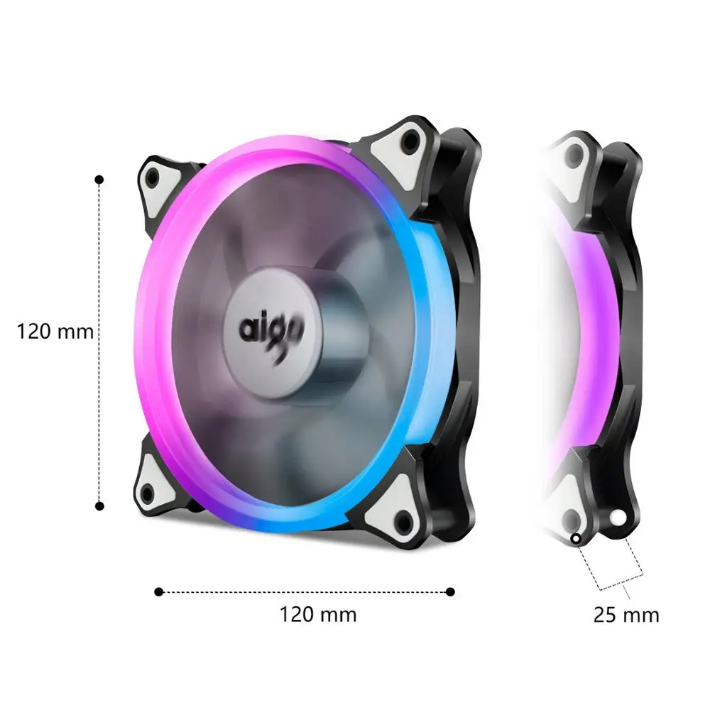 Aigo darkFlash Aurora C5, комплект, чехол для ПК, вентилятор, RGB светодиодный, 120 мм, Охлаждающие вентиляторы, регулировка, цветной, PC, cpu, чехол для компьютера, Охлаждающий радиатор