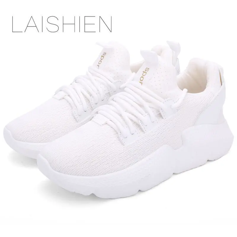 LAISHIEN Для женщин кроссовки сетки обувь Feminino Повседневная на шнуровке Дышащая
