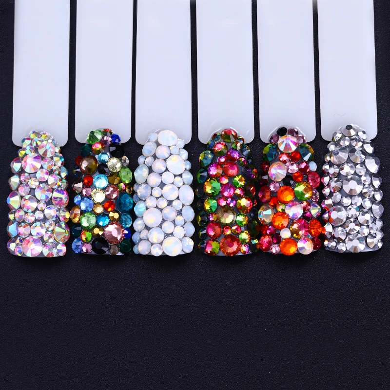 Хамелеон для ногтей 300 шт. блестящий Опаловый плоский низ разноцветные